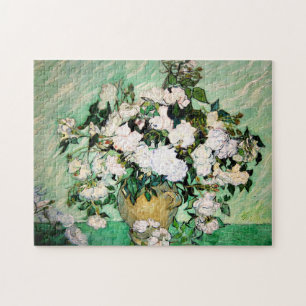 Vaso de Van Gogh com quebra-cabeça cor-de-rosa do