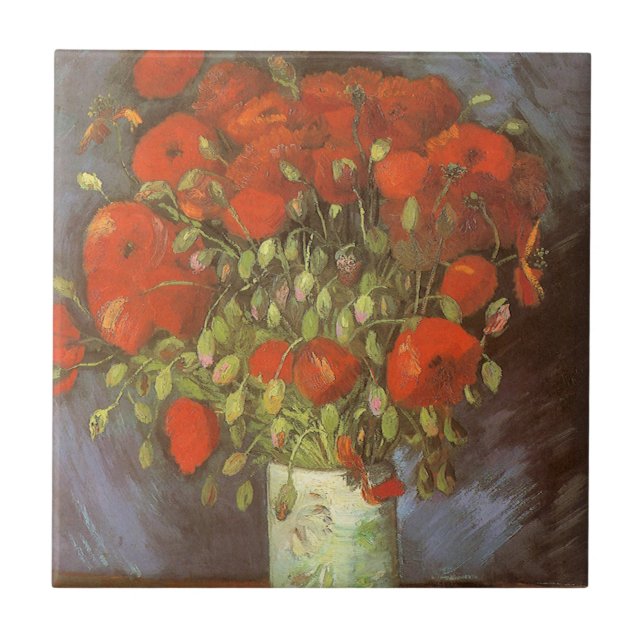 Vaso de Vida com Papoulas Vermelhas de Vincent van (Frente)