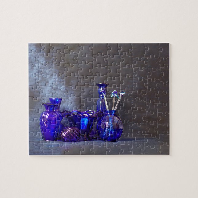 Vaso de vidro azul Quebra-cabeça horizontal (Horizontal)