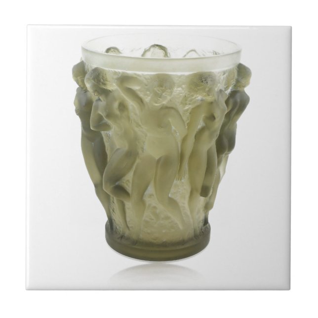 Vaso de vidro do art deco claro com dançarinos (Frente)