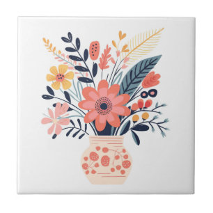 Vaso Decorativo e Flores Ilustrados