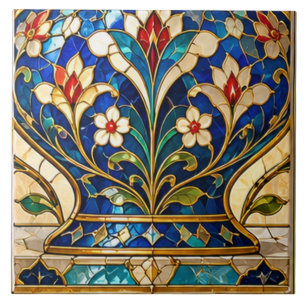 Vaso Floral de Tulipa Damasceno e Otomano de Vidro