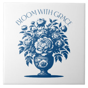 Vaso Floral Vintage Azul Chinoiserie