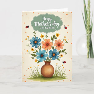 Vaso Listrado De Flores Cartão