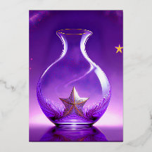 Vaso Roxo Transparente Com Estrela Tudo Sob Cúpula