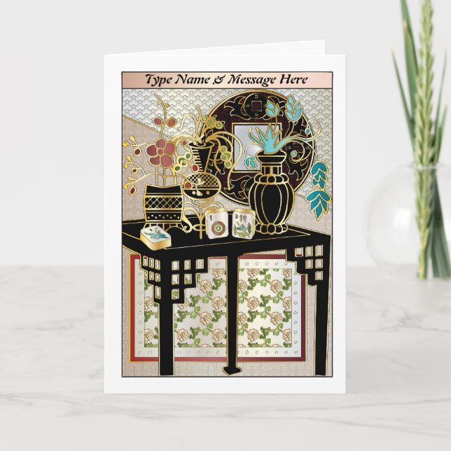 Vasos de Mah Jongg 01 Cartão Personalizável (Frente)