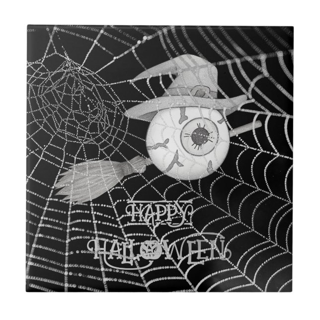 Vassoura-de-bruxa do Halloween, olho assustador, t (Frente)