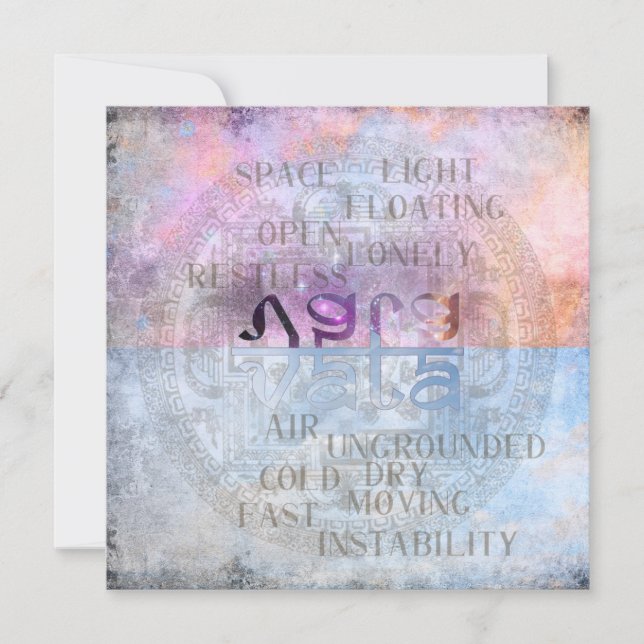 VATA DOSHA - Cartão de Saudação (Frente)