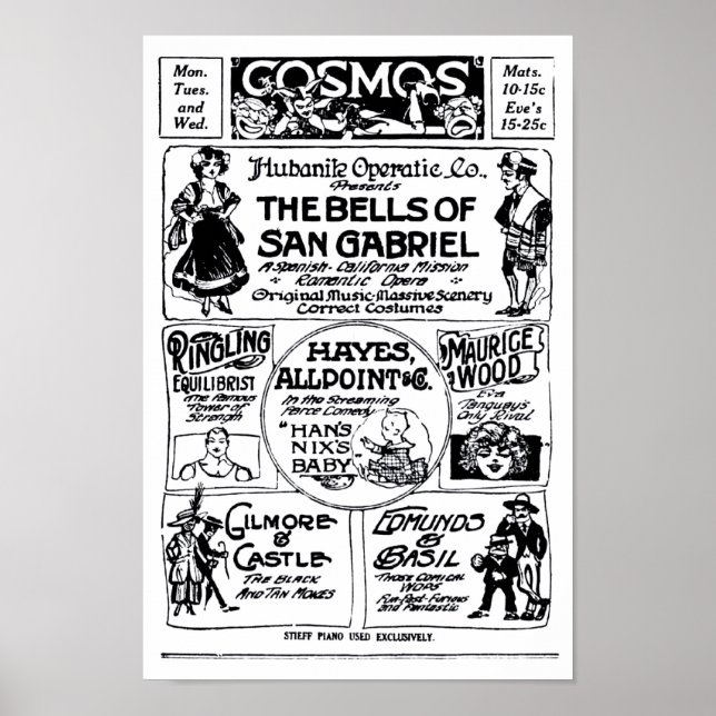Vaudeville, 1915, jornal antigo e poster (Frente)