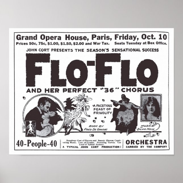 Vaudeville, 1919, jornal antigo e poster (Frente)