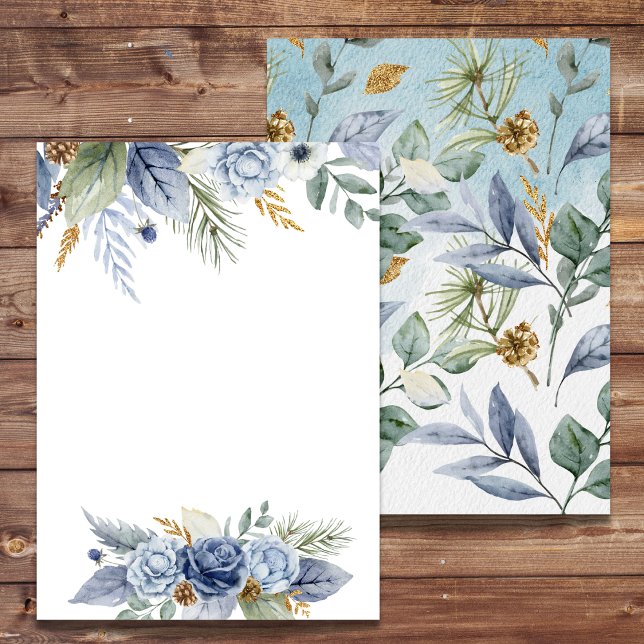 Vazio DIY Convite Greenery Dusty Blue Flower (Criador carregado)