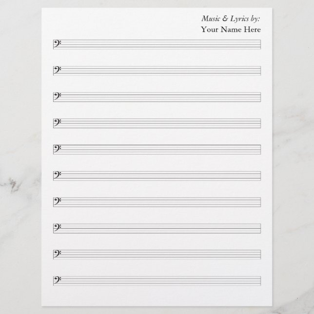 Vazio Sheet Music 10 Bass Staves (Frente)