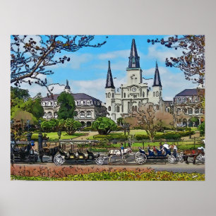 VCathedral, Jackson Square, Nova Orleans Poster