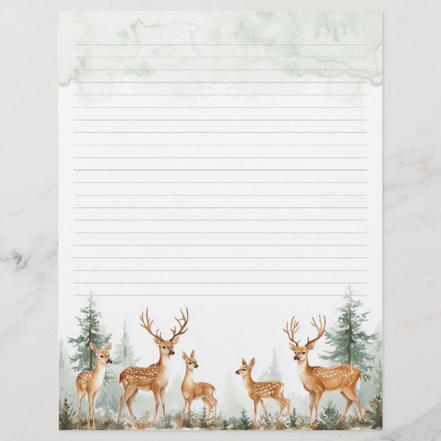 Veado Aquoso em Papel de Papel de Papel de Carta V (Frente)