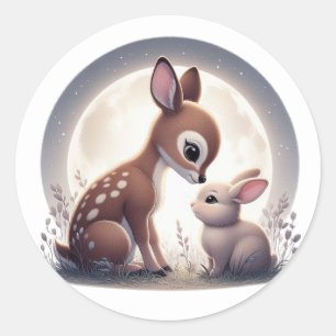 Veado bonito e adesivos coelhos
