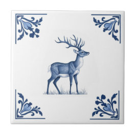 Veado com galhos Delft Blue e White Corners