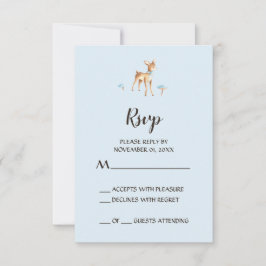 Veado de Aquarela com Cogumelos RSVP Card