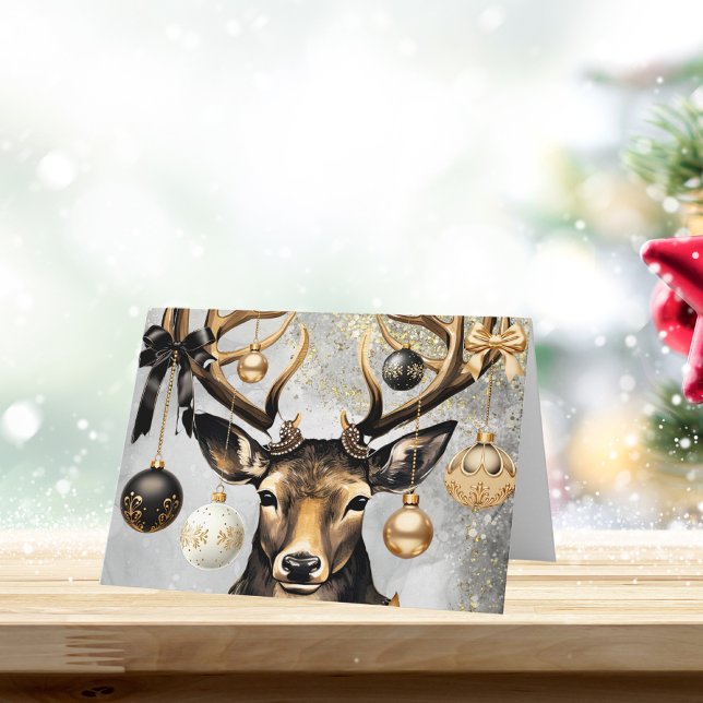 Veado de Natal de inverno - Cartão de Natal Person (Put a smile on a loved one's or a friends face by sending this awesome customizable Card Christmas C)