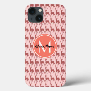 Veado De Salmão Rosa, Monograma Personalizado, Per