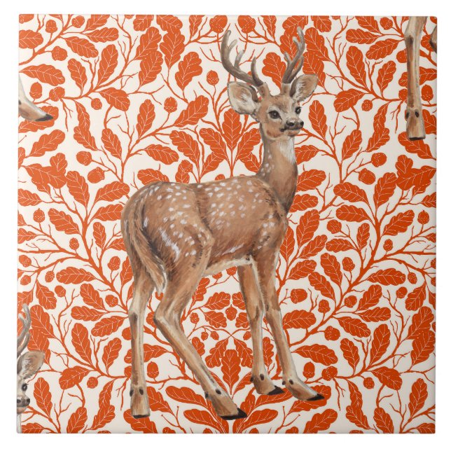 Veado em cor damasco de carvalho decorativo em lar (Frente)