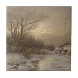 Veado em Paisagem de Inverno - Désiré Thomassin