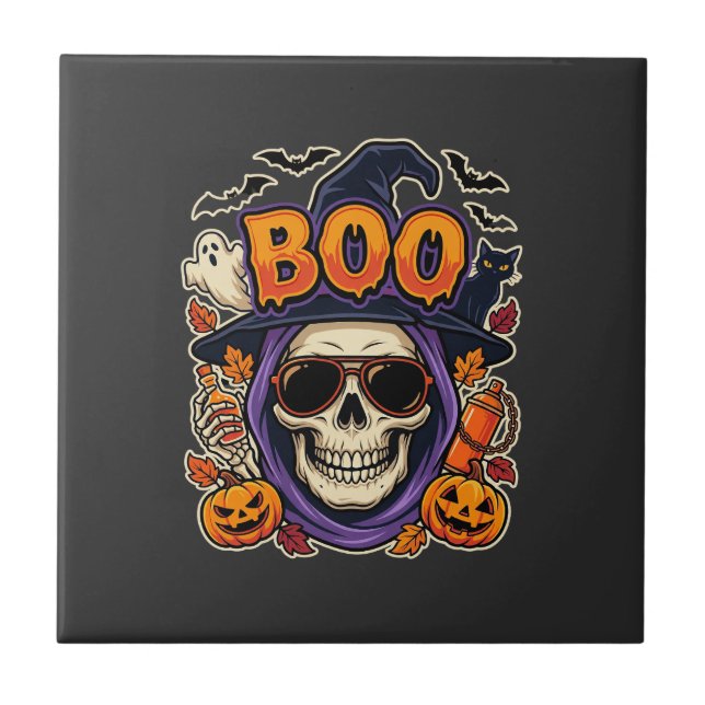 Vector de Óculos de Sol Crânio Boo de Halloween (Frente)