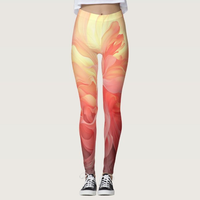 Vector Ombre Fluid Coral Flame Leggings (Frente)