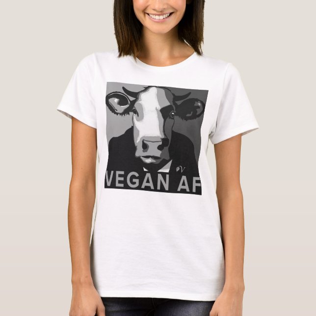 Vegan AF - Camisa de arte Pop em preto-e-branco (Frente)