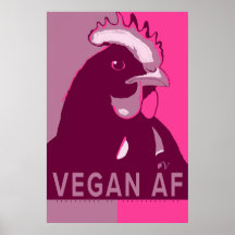 Vegan AF Pink Camo Pop Art Chicken Poster