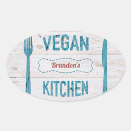 Vegan, cozinha personalizada, adesivos Oval