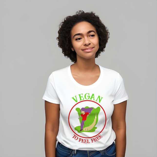 Vegan sente-se livre da camiseta feminina (Criador carregado)
