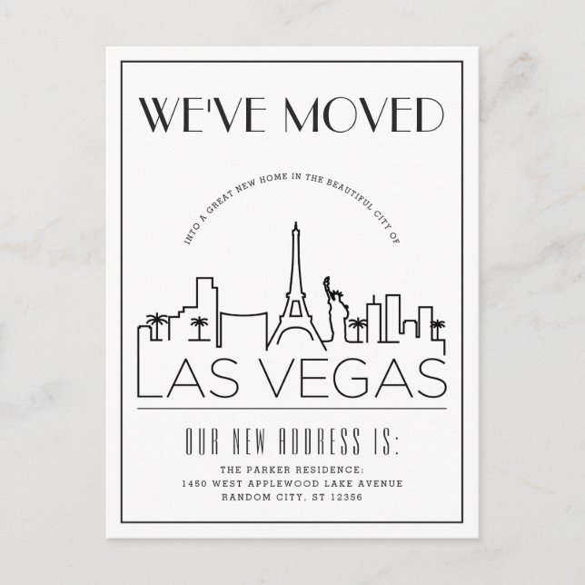 Vegas Modern Deco | Anúncio de Mudança de Endereço (Frente)