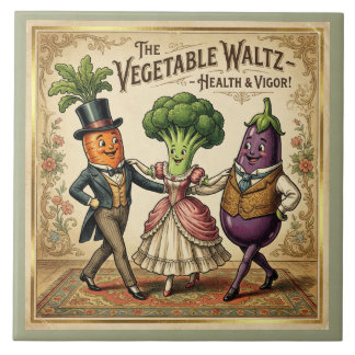 Vegetable Waltz Dancing Veggies Vintage Victorian