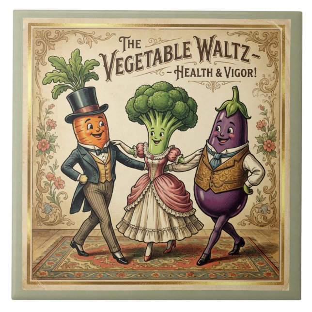 Vegetable Waltz Dancing Veggies Vintage Victorian (Frente)