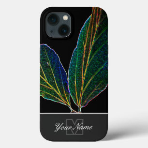 Veias de folhas Neon-Pop-Art em macro com Monogram