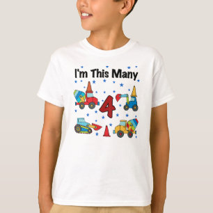 Veículos de Construção - 4ª Camisetas de Aniversár