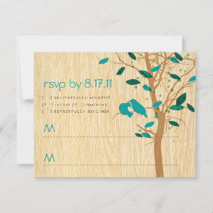 Veio de madeira com RSVP de Pássaros do Amor Azul