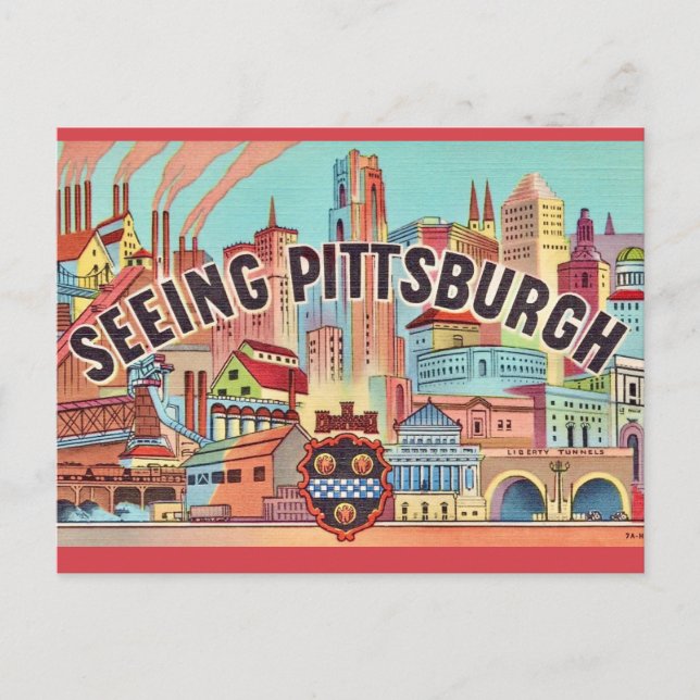 Veja o cartão postal ilustrado de Pittsburgh (Frente)
