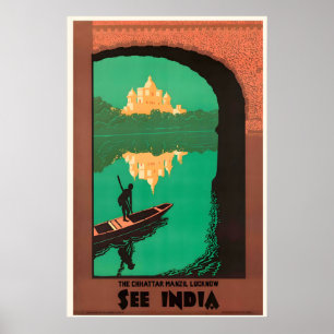 Veja o Cartaz de Viagem Antigo da Índia Impressão