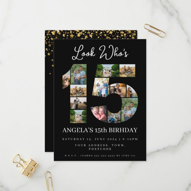 veja quem é o convite da 15 Photo Collage quincean (Frente/Verso In Situ)