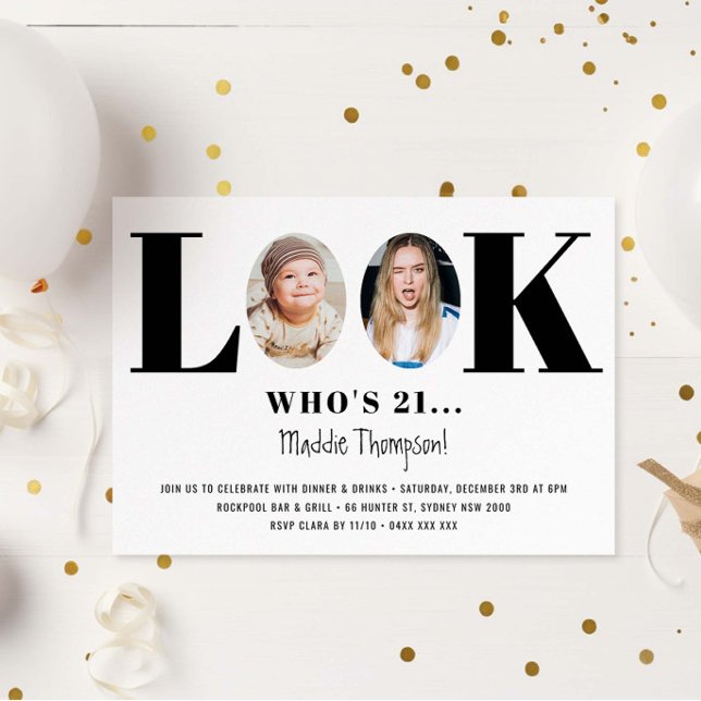 Veja quem é o convite de fotos engraçado de aniver (Criador carregado)