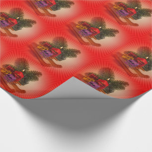 Vela brilhante com papel de presente de natal eleg