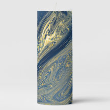 Vela colunar com design de mármore azul e dourado
