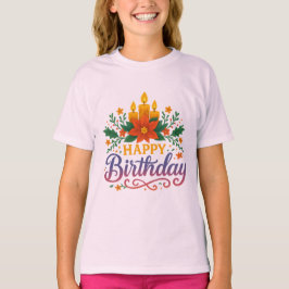 Vela de Aniversário Camiseta Básica para Meninas |