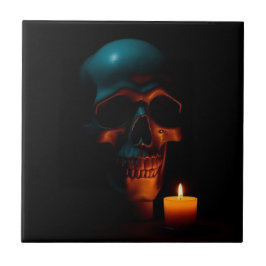 Vela de Caveira Gótica Cerâmica para Halloween