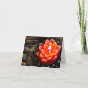 Vela de Flor Laranja, obrigado - Cartão de Nota