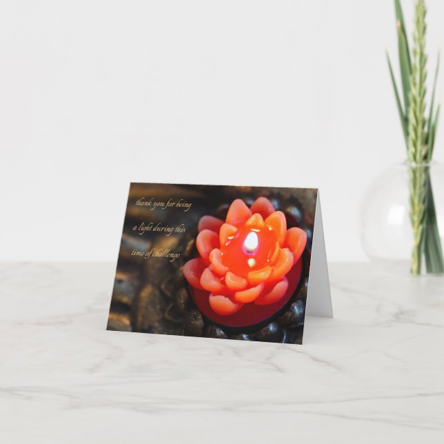 Vela de Flor Laranja, obrigado - Cartão de Nota (Frente)