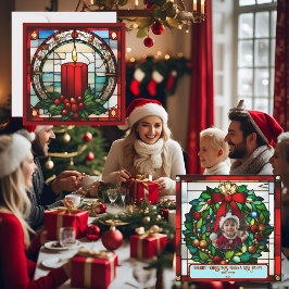 Vela de Natal Carmesim Falso Vidro Manchado