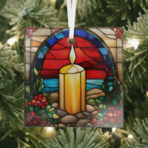 Vela de Natal Dourada Vidro Manchado Falso
