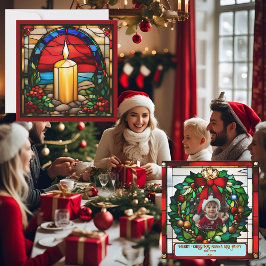 Vela de Natal Dourada Vidro Pintado Falso